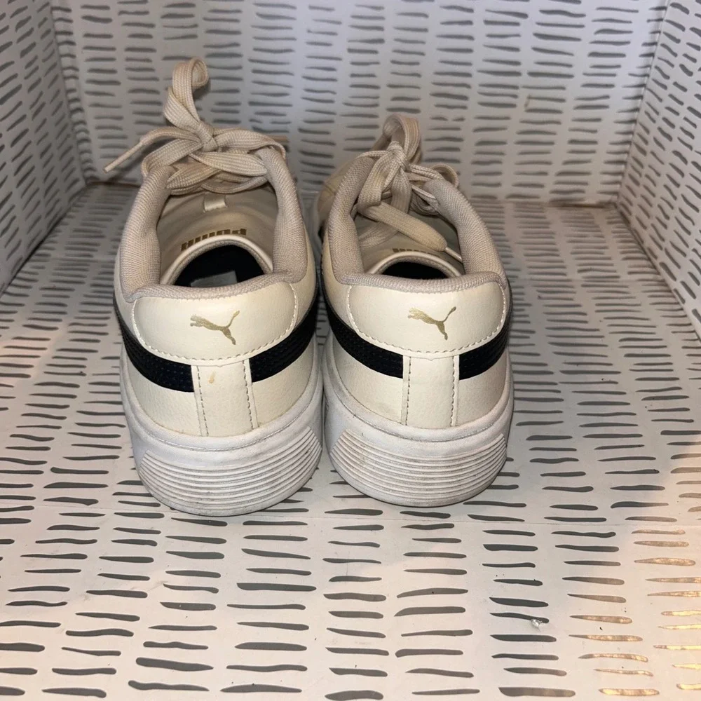 Puma Smash‎ 3.0 V3 Platform Sneakers Womens 8.5 Alpine Snow Black Gold Skate